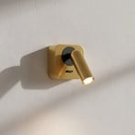 Foco de pared LED Ideal Lux Bean, color latón, ancho 7 cm