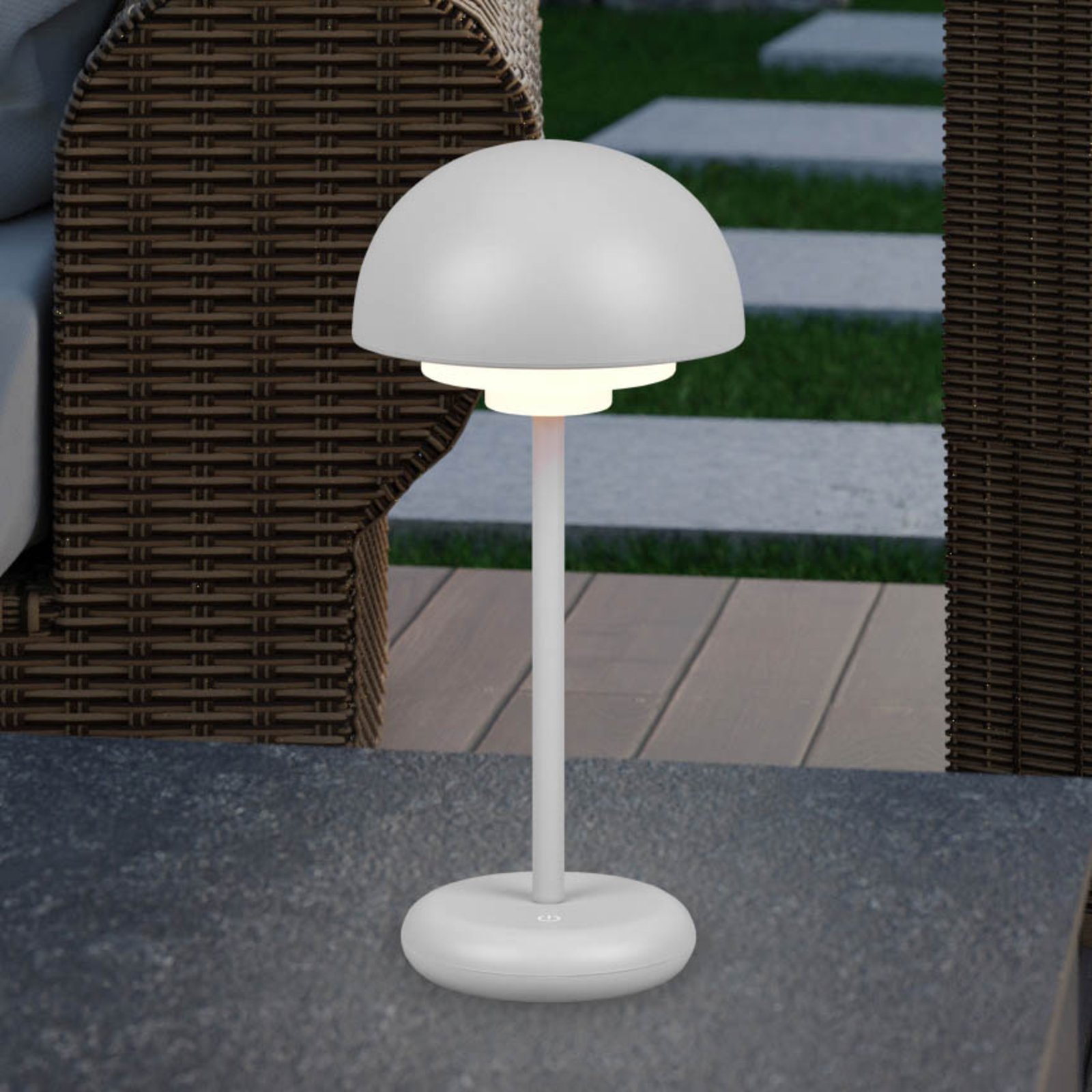 Elliot LED table lamp, IP44, Battery, touch dimmer