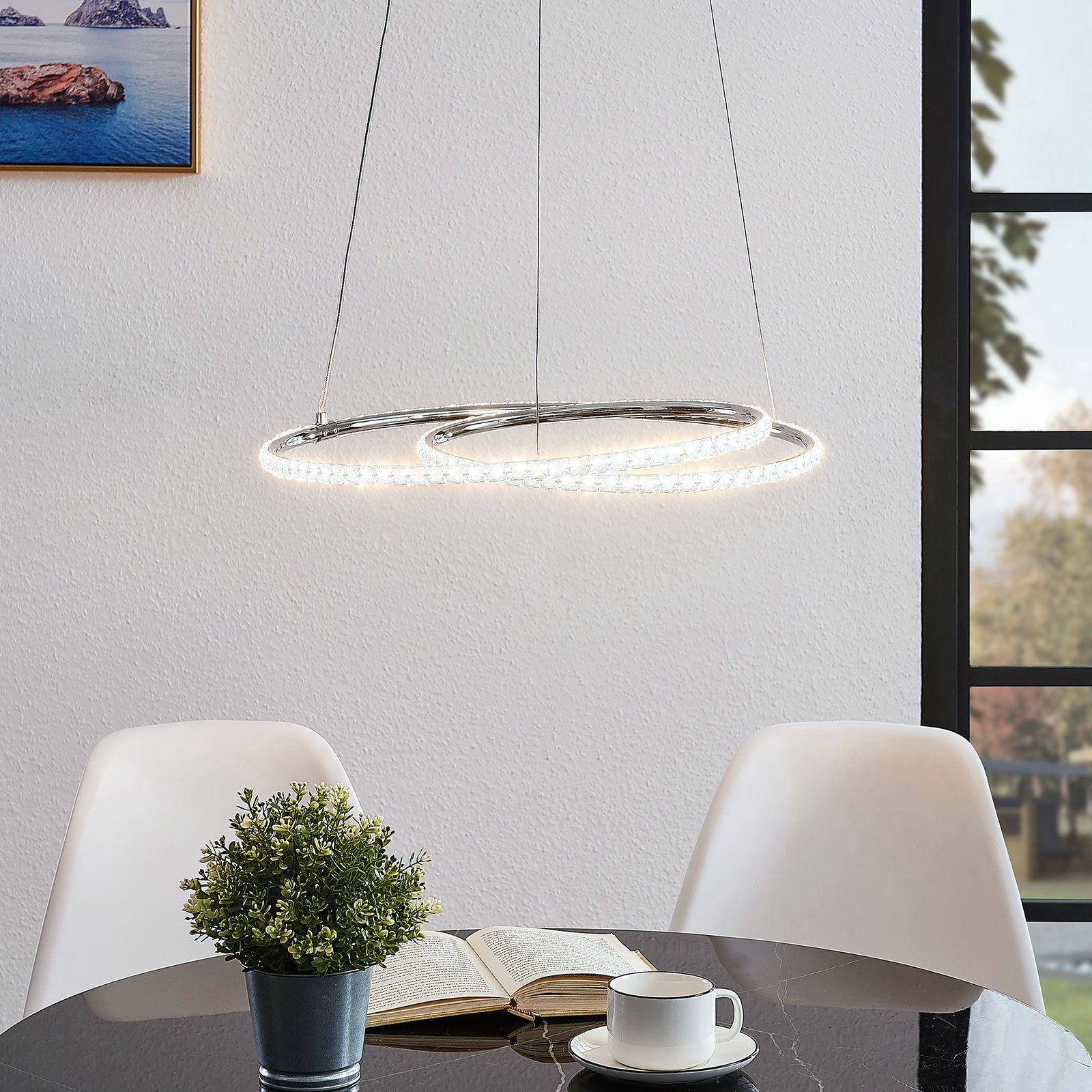 Lindby Lucy suspension LED, 45 cm, cristal