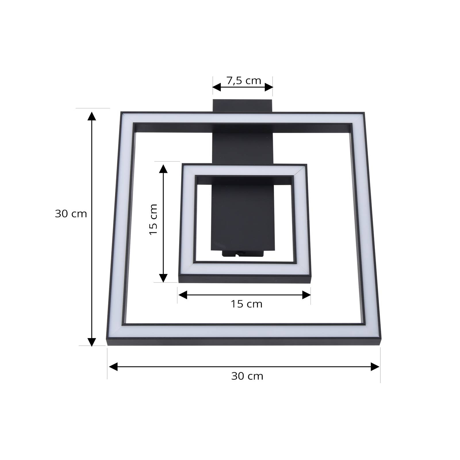 Lampa sufitowa LED Madamo, czarny, 30 cm, 3000K, aluminium