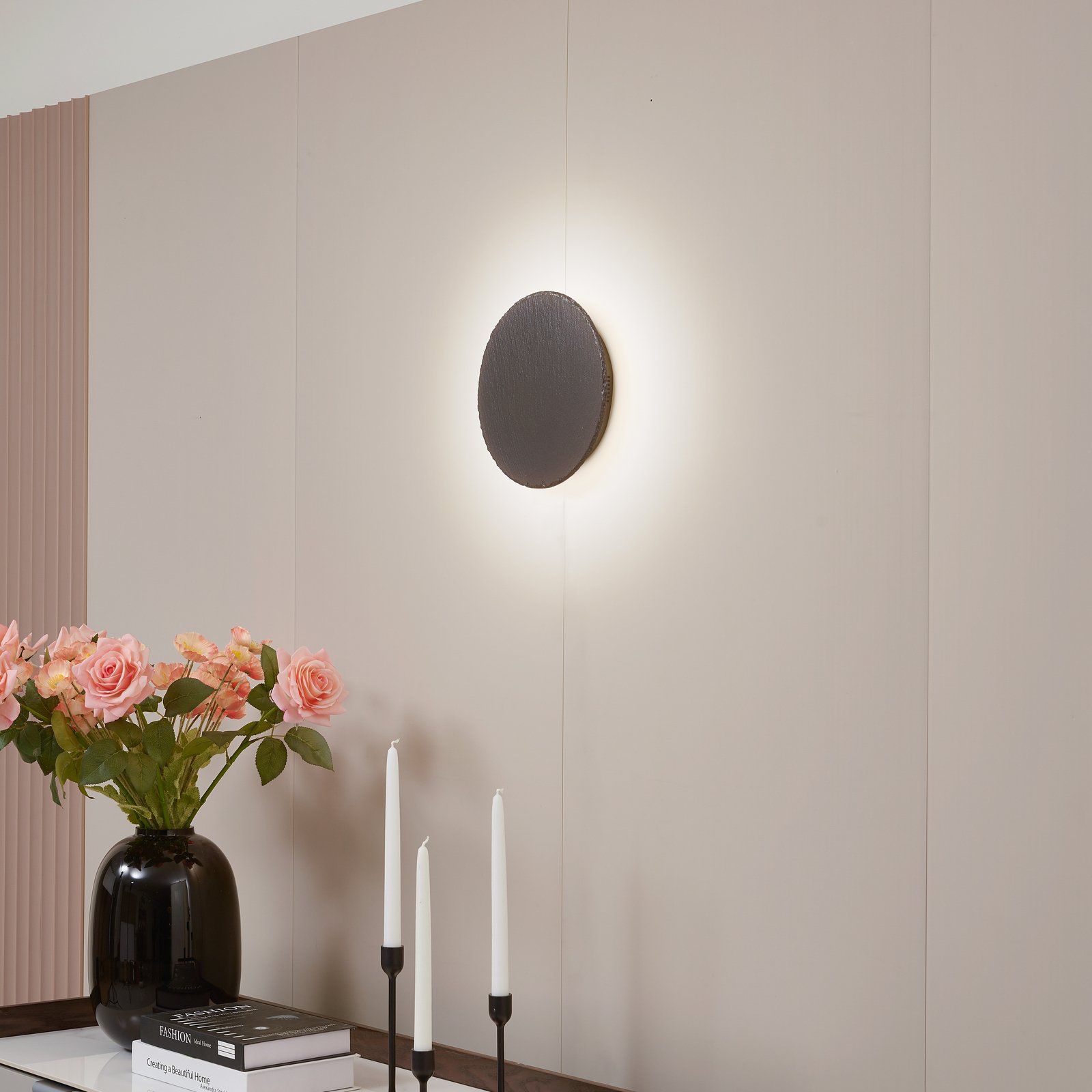 Peetu Round LED Vägglampa Black - Lindby