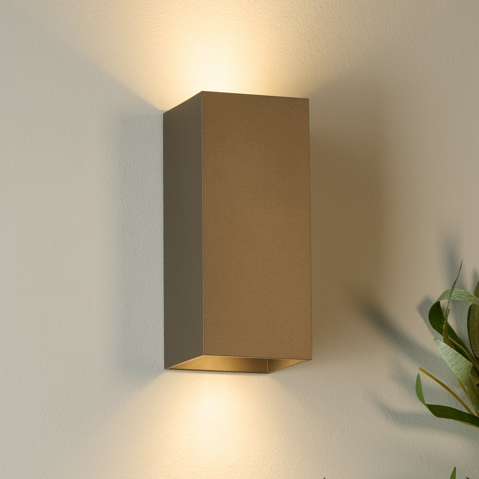 Wandlampe London Square, braun, Höhe 15 cm, Metall, 2-flg.