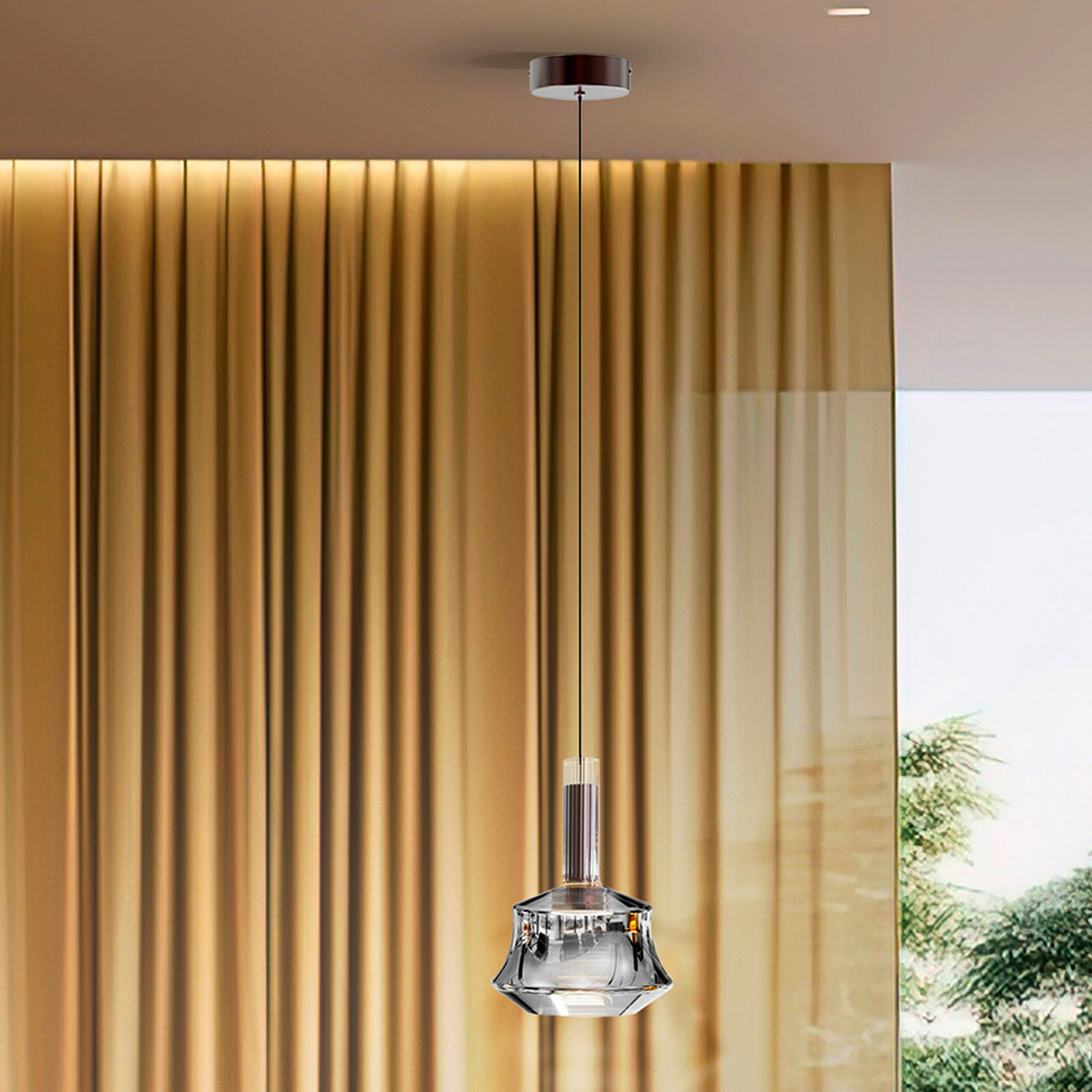 LED závesné svietidlo Scarlett, strieborná, Ø 18 cm, sklo