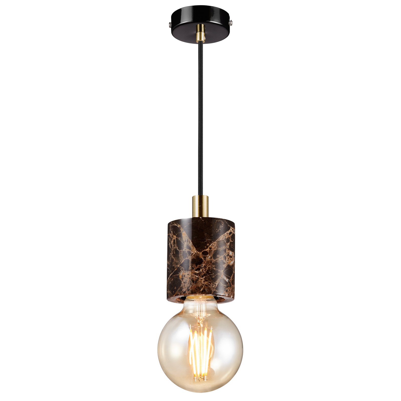 Siv pendant light, marble cylinder, brown
