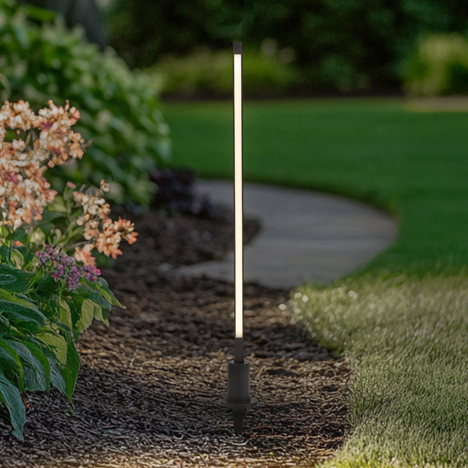 Lindby lampione a LED Neano, 80 cm, nero, metallo, IP65