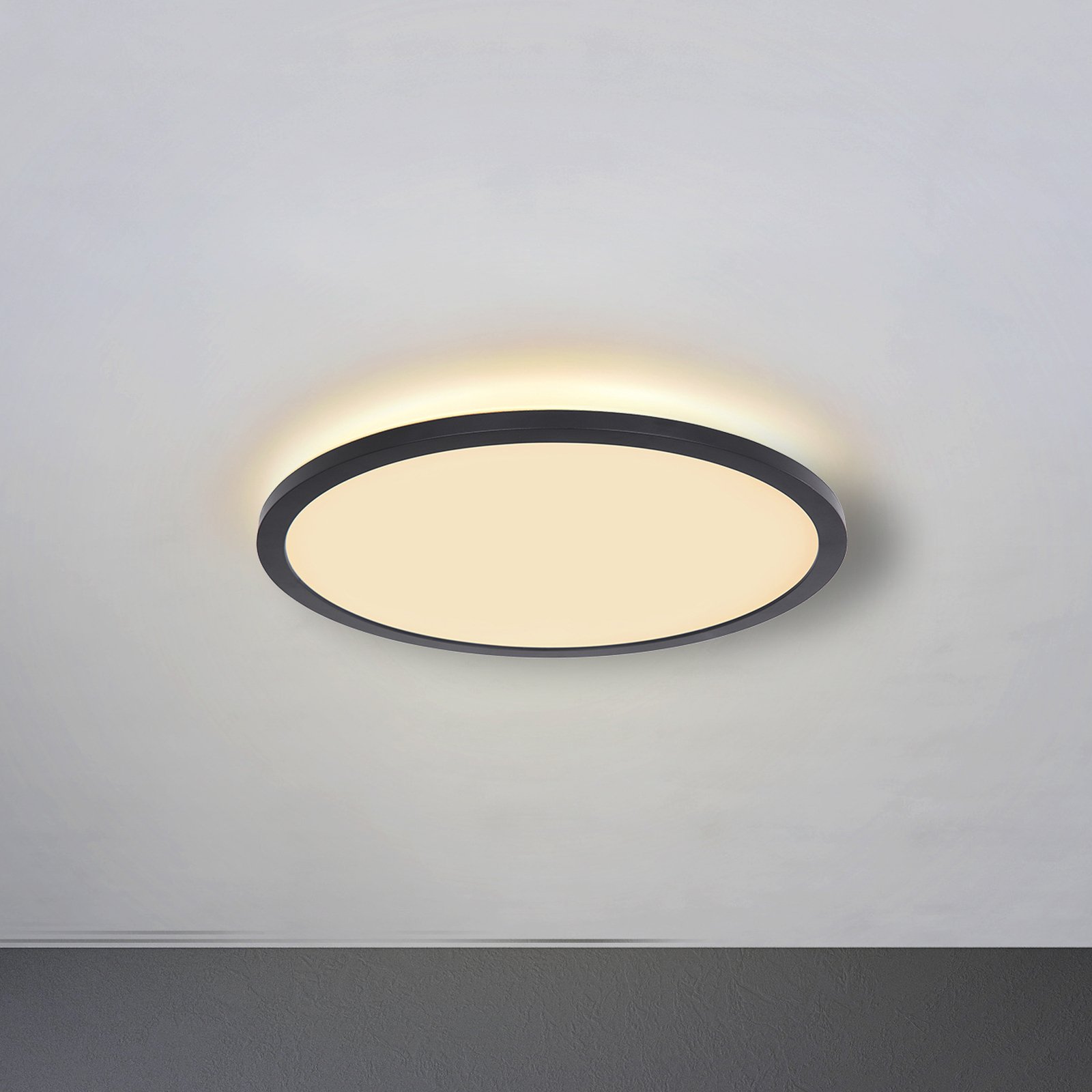 Candeeiro de teto LED Sapana, preto, redondo, regulável