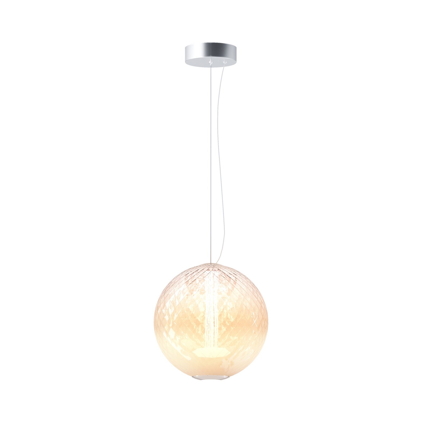 Maytoni klaasist rippvalgustid Bruma, kroom/valge, kõrgus 31 cm