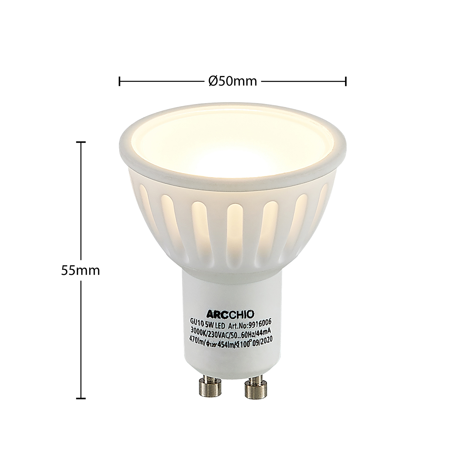 Lampadina LED a riflettore GU10 120° 4,9W 3.000K