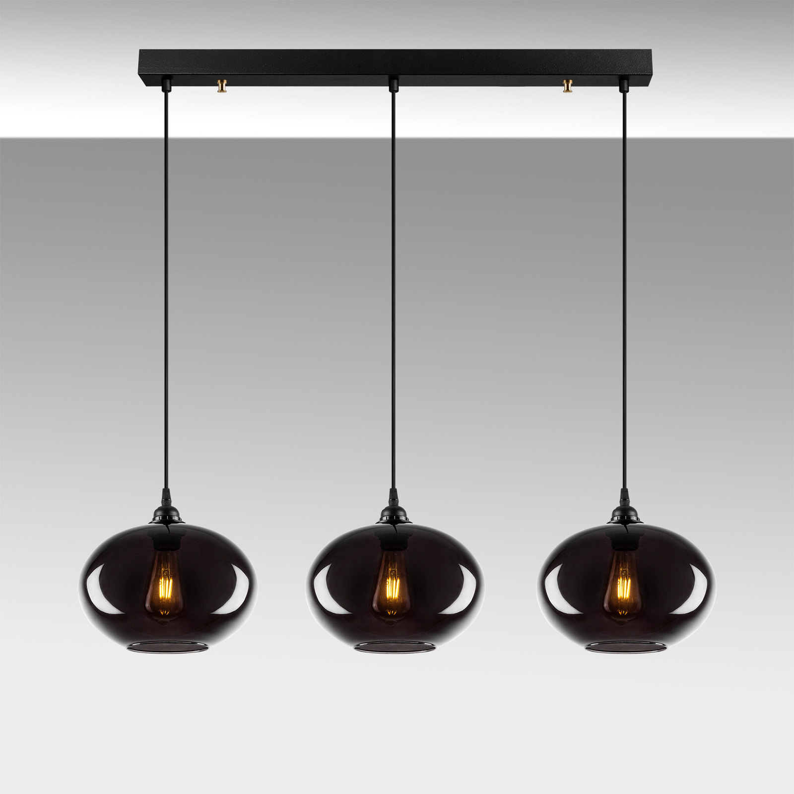 Hanglamp Smoked 052 3-lamps lineair glas Ø27cm