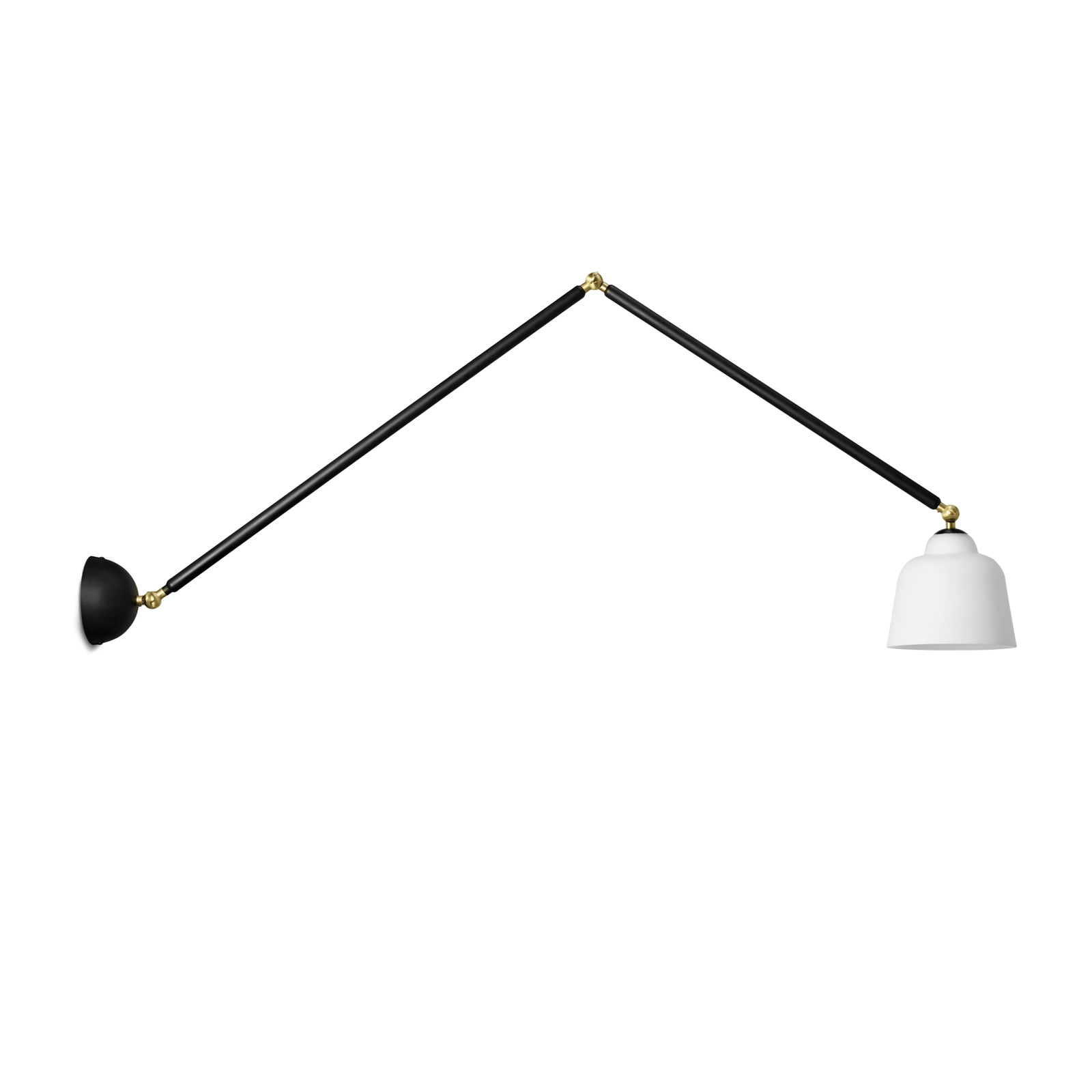 Neoretro wandlamp, zwart/melkachtig, gewrichten, metaal, glas