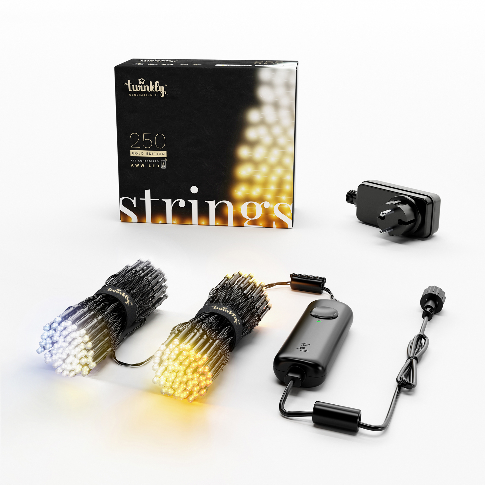 LED-Lichterkette Twinkly CCT, 250-fl. 20 m schwarz