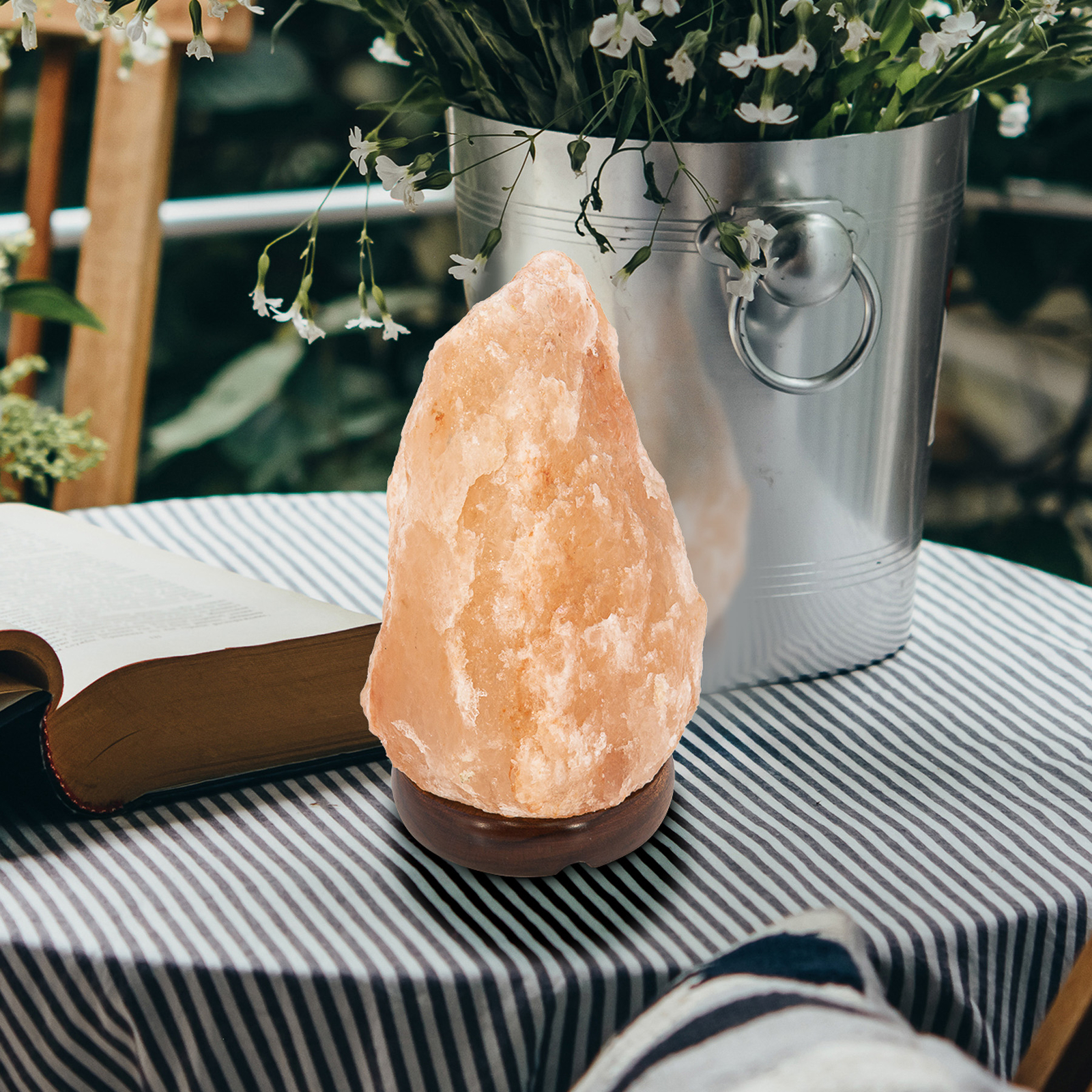 Salzkristall-Tischlampe Stone, naturfarben