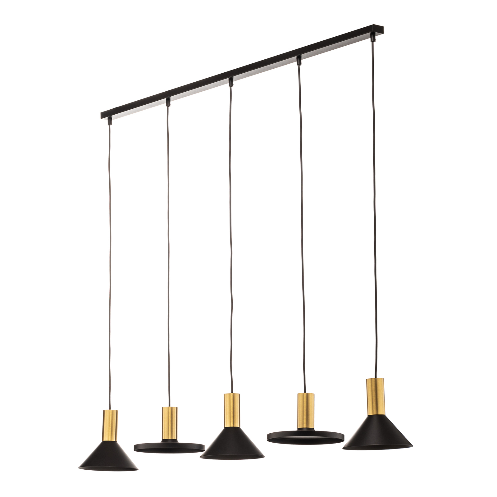 Hanglamp Hermanos V 5-lamps zwart/messing