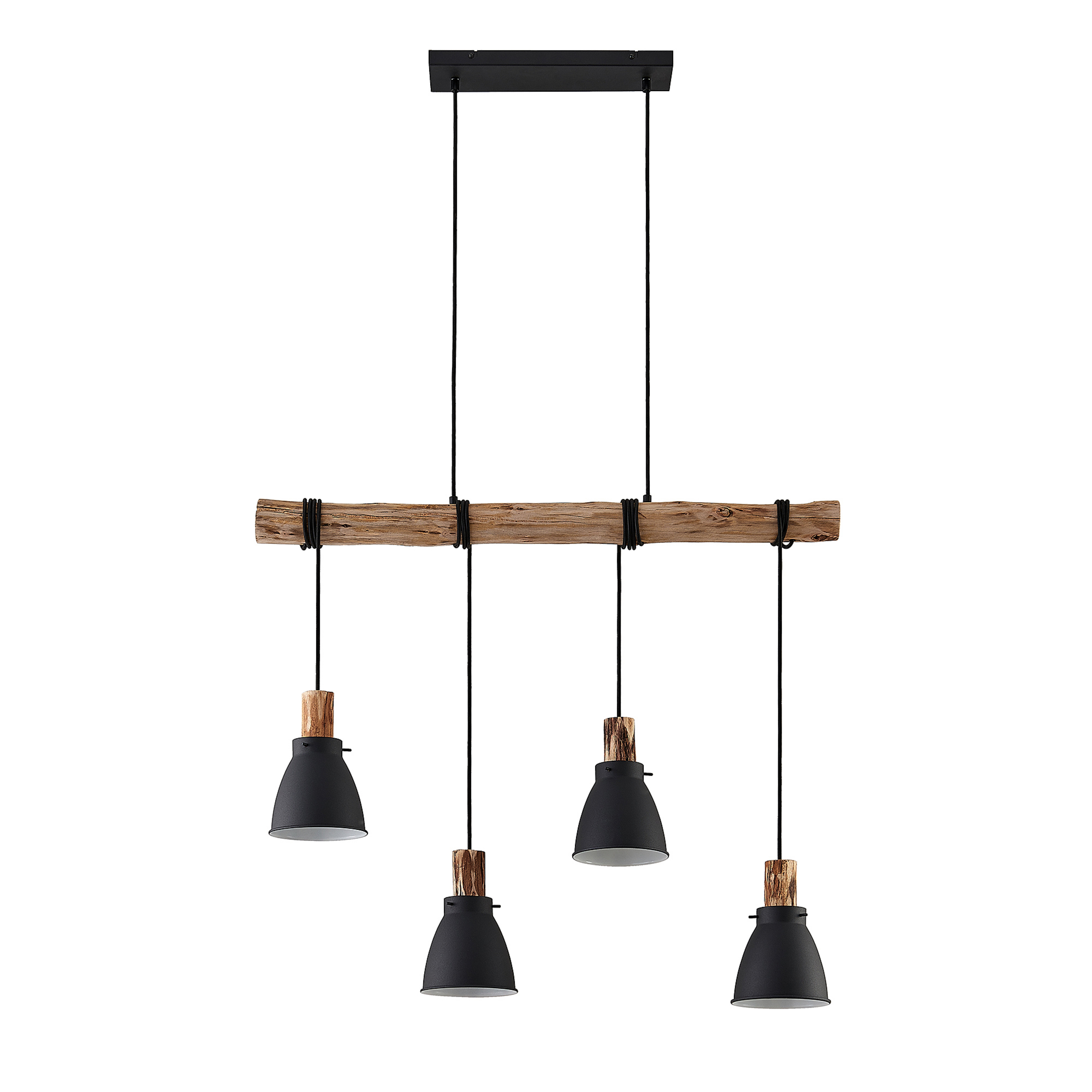 Trebale 4 Candeeiro Suspenso Black/Wood - Lindby
