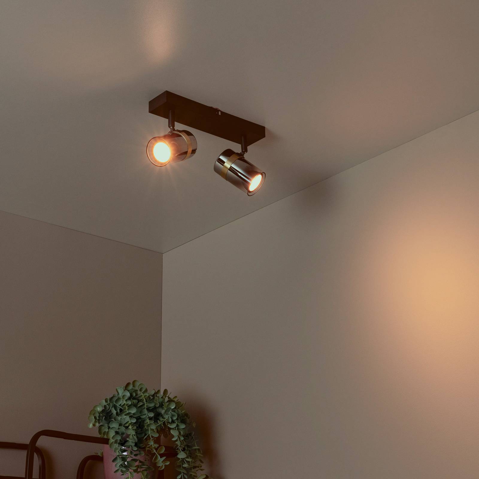 Deckenstrahler Upton, Länge 26 cm, schwarz/rauchgrau, 2-flg. günstig online kaufen