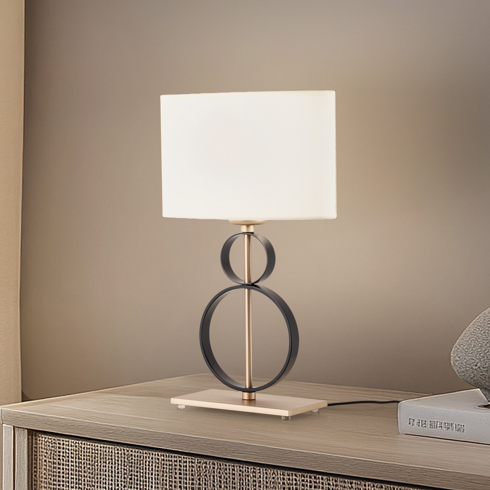 Argon Lampa de masă Priam negru/auriu oțel înălțime 42 cm - Camera de zi / sufragerie - negru auriu crem - Metal