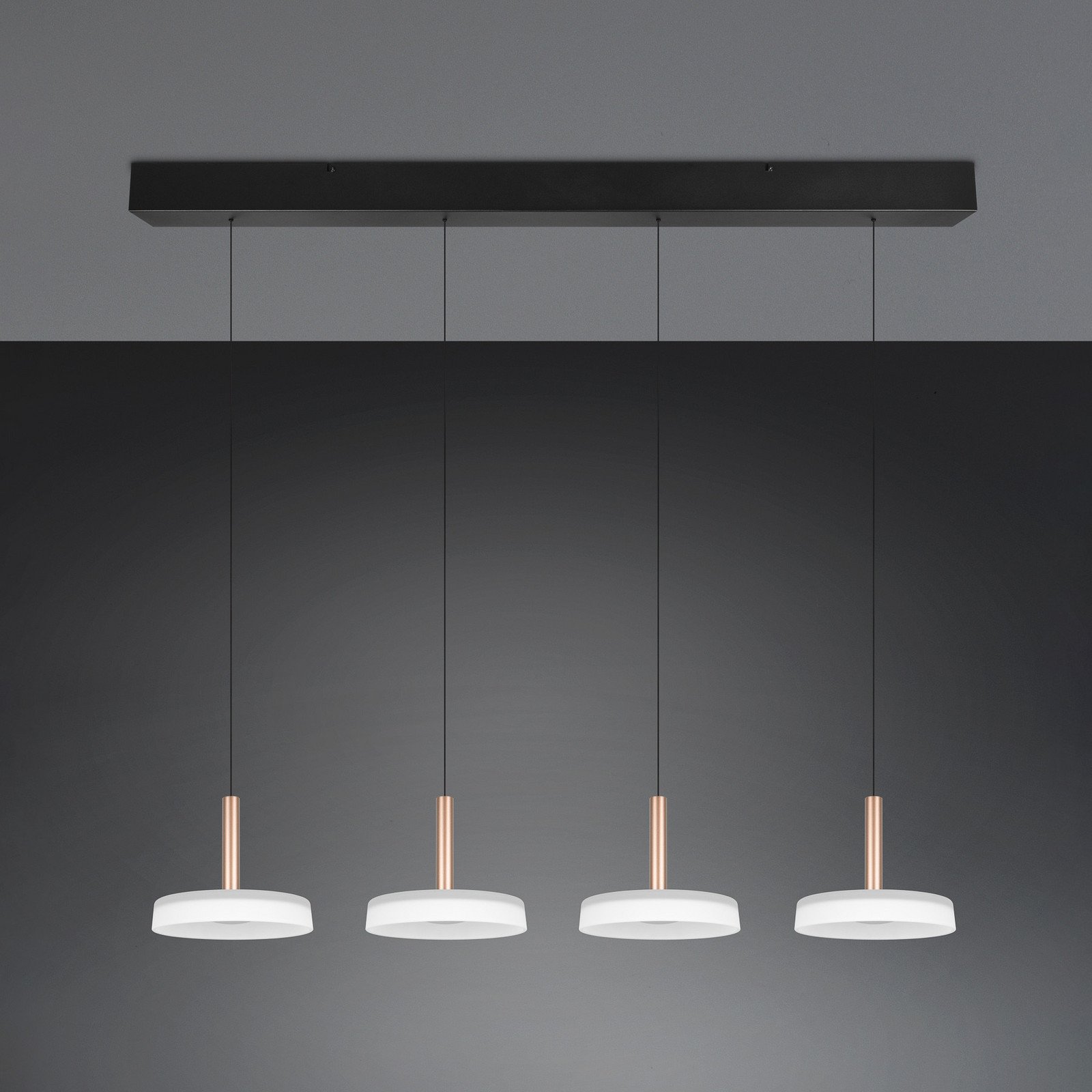 Trio Lighting Lampă suspendată LED Celeste alb/maro 115 cm 4 becuri sticlă dimabil - Camera de zi / sufragerie - modern - alb maro cafea negru