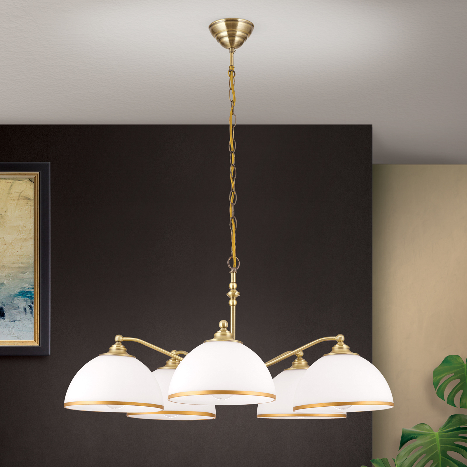 Suspension Old Lamp avec chaîne, à 5 lampes