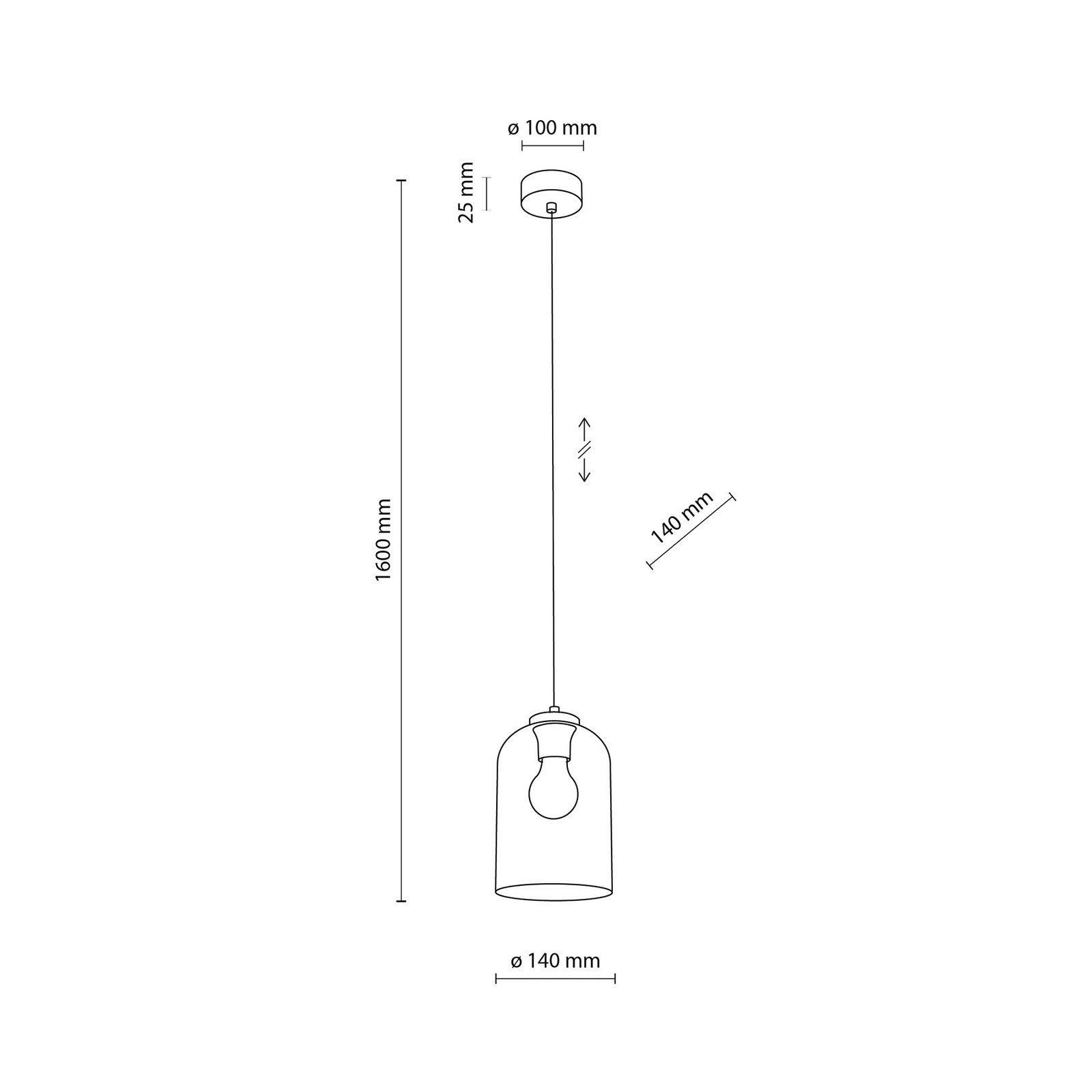 Lampa wisząca Molly, fioletowa, Ø 14 cm, metal/szkło