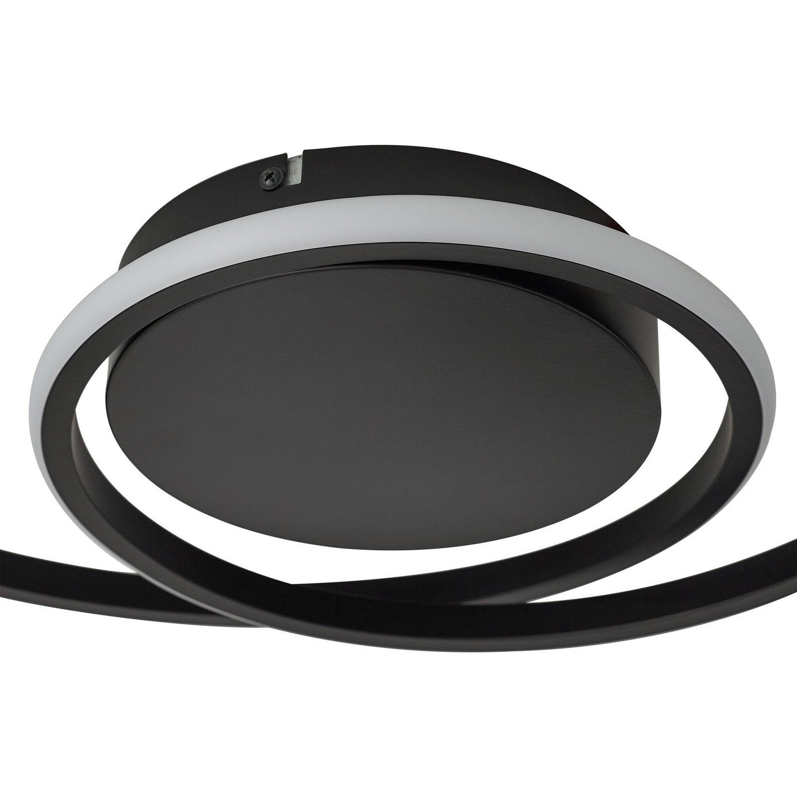 Lindby LED plafonnier Kyron, noir, aluminium, intensité variable, Ø45cm