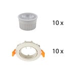 Prios Fibur recessed ceiling spotlight with LED module, beige, set of 10