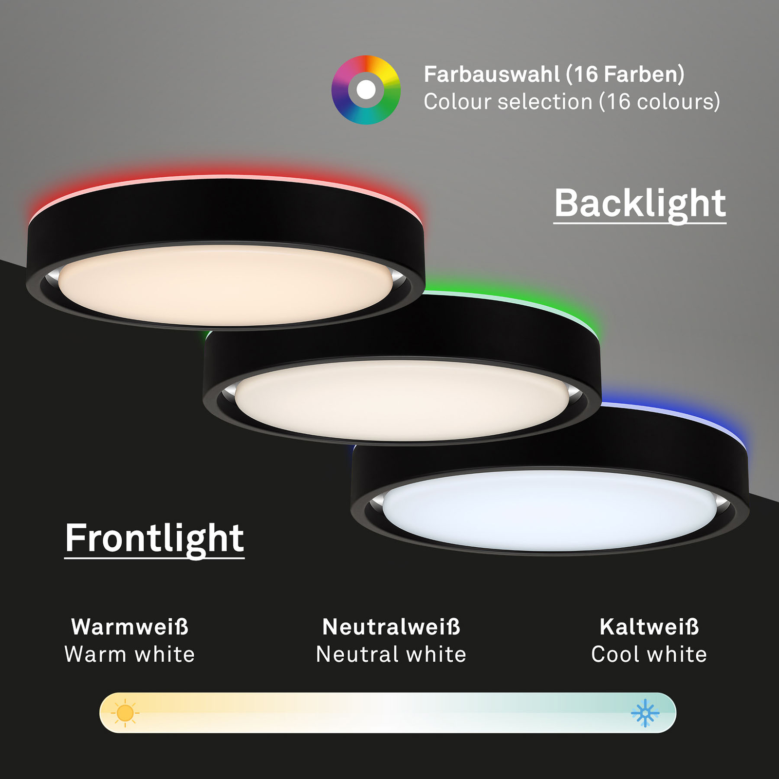 LED-taklampa Talena M RGB CCT, sensor, svart