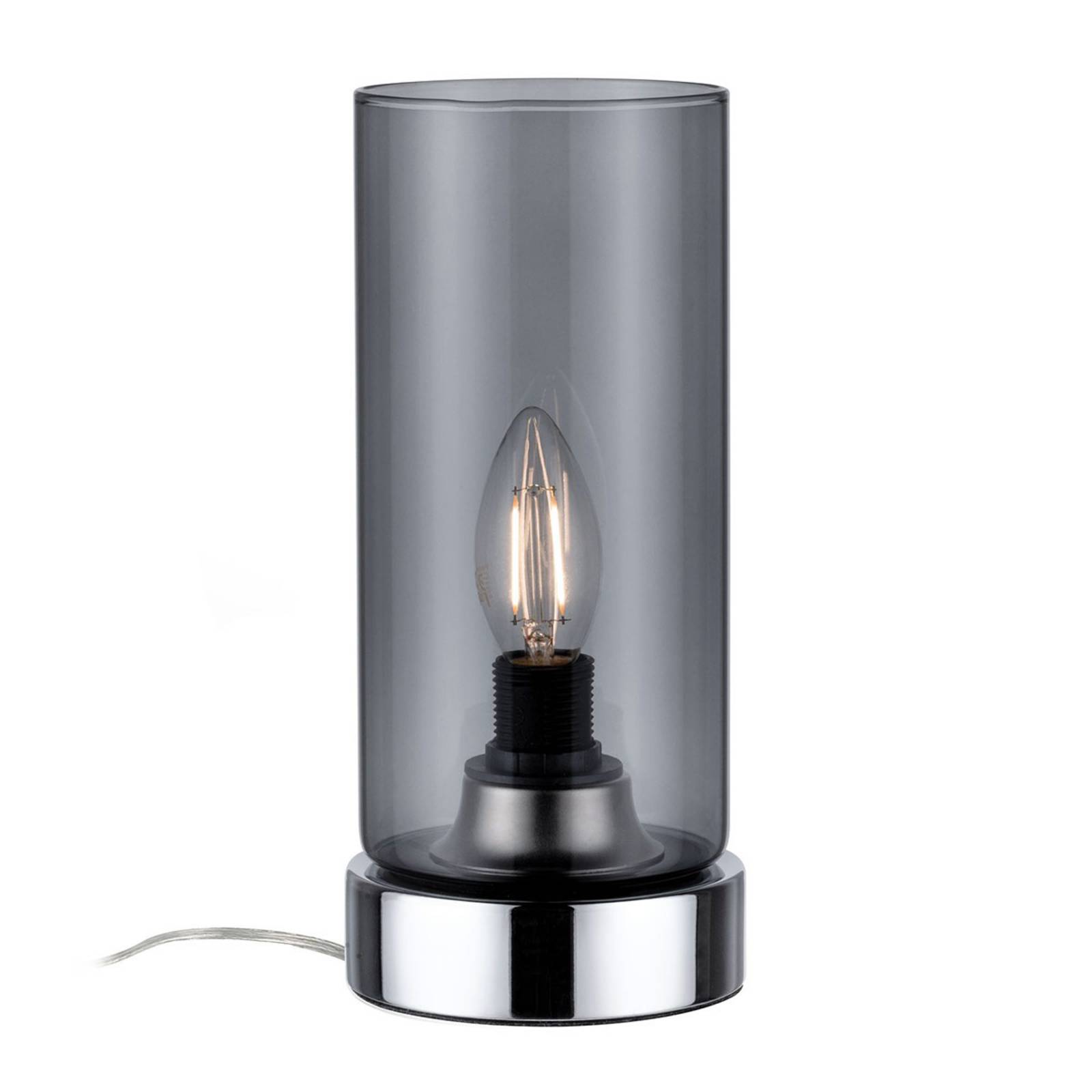 Paulmann asztali lámpa Pinja króm/füst szürke