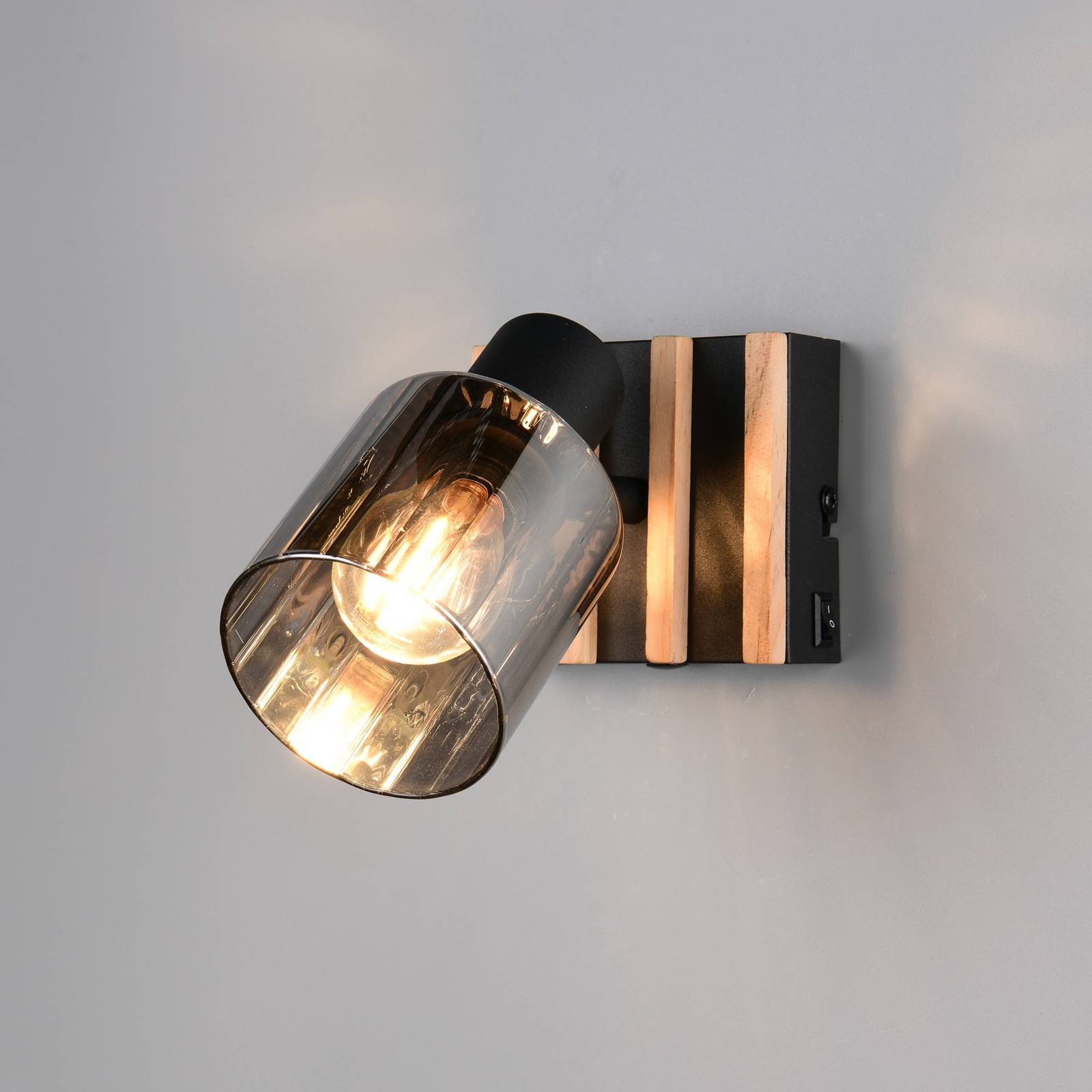 Reality Leuchten Bodovka Travia, 1 žárovka, černá/kouřově šedá, vypínač