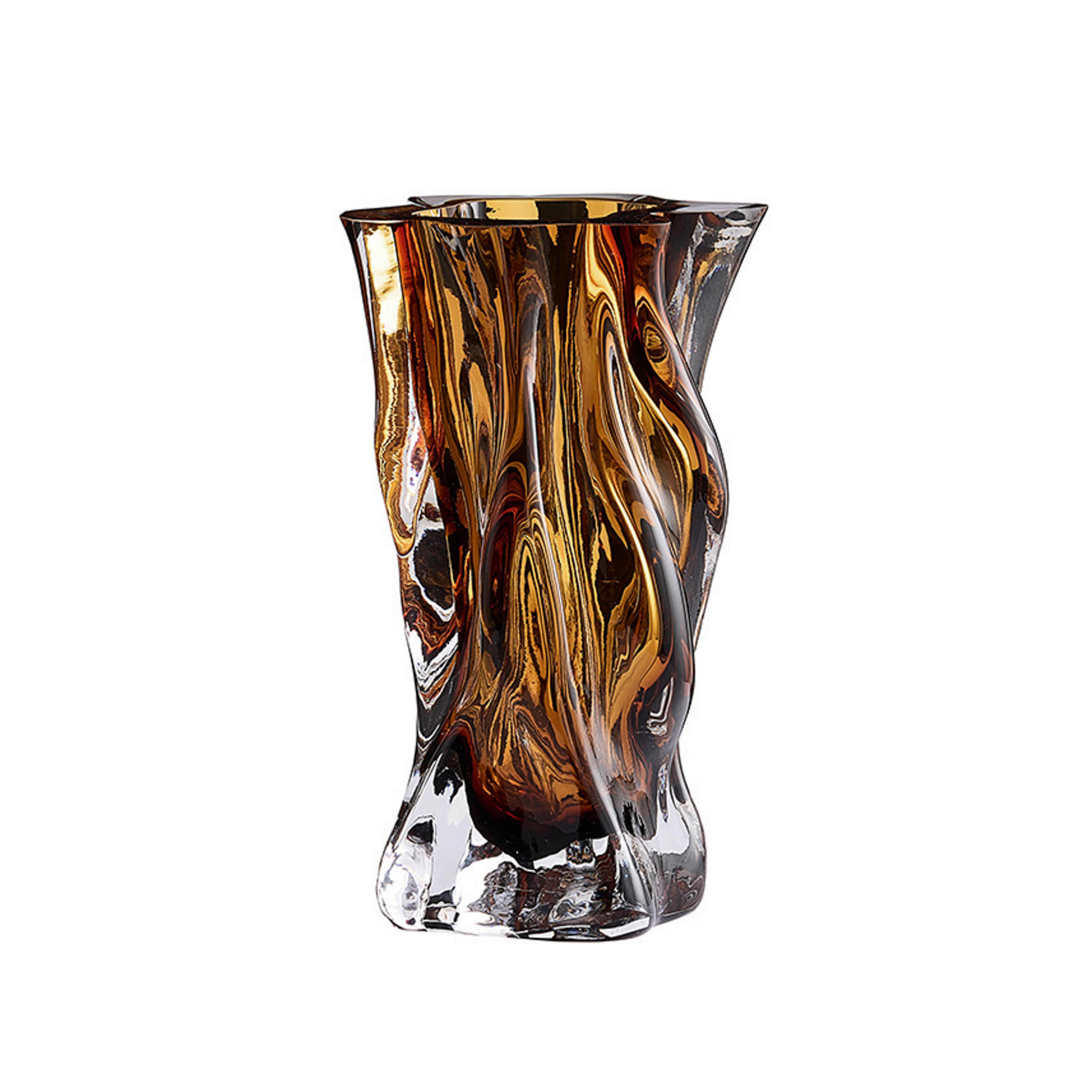 Vena Vase, ravfarvet, højde 25 cm, længde 15 cm, glas – AYTM