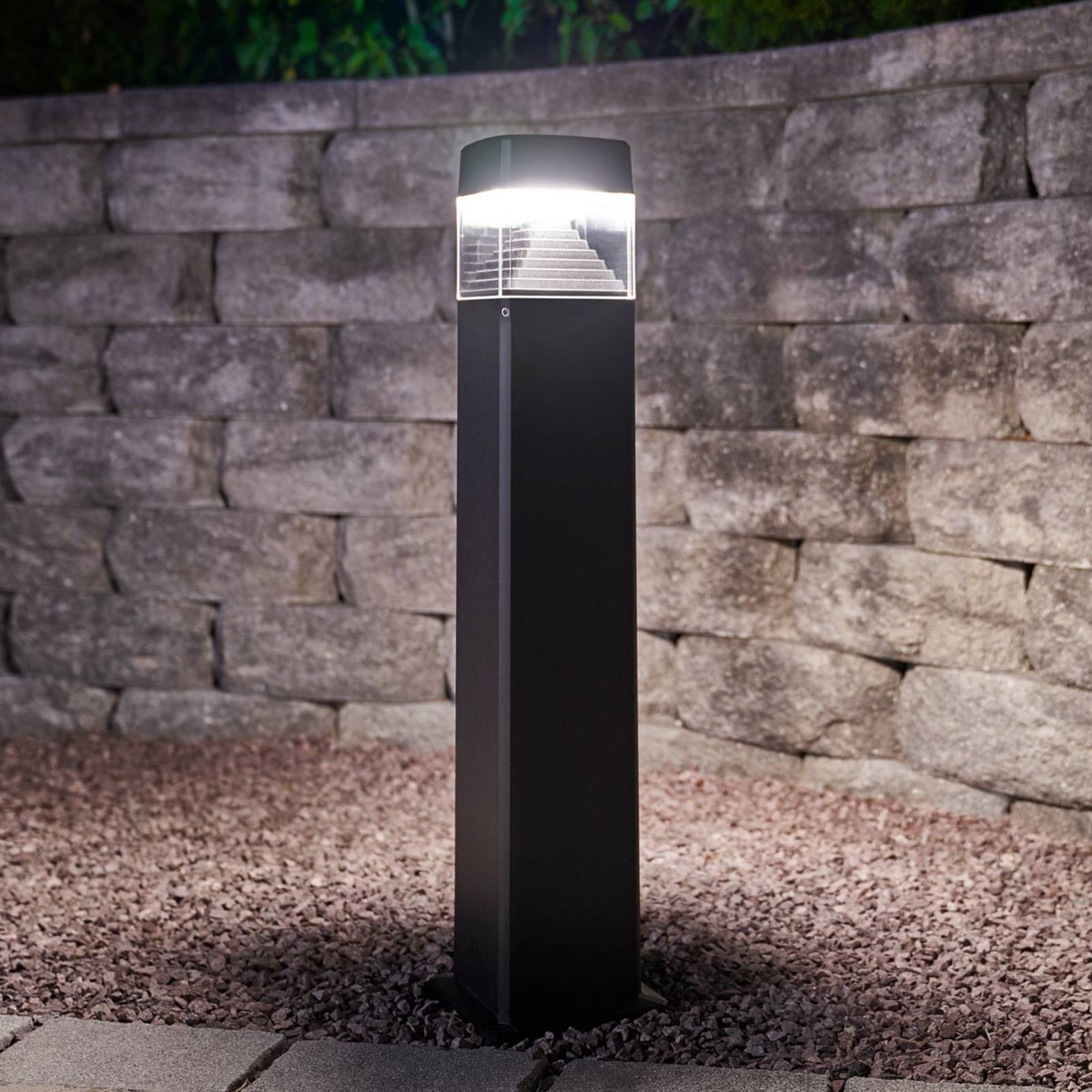 Fumagalli Ester path lamp 80cm high GX53 7W CCT black/clear, cast resin, PMMA, GX53, 7 W, L: 12.6 cm, W: 12.6 cm, H: 80 cm
