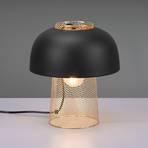 Stolová lampa Punch, čierna/mosadz, Ø 25 cm