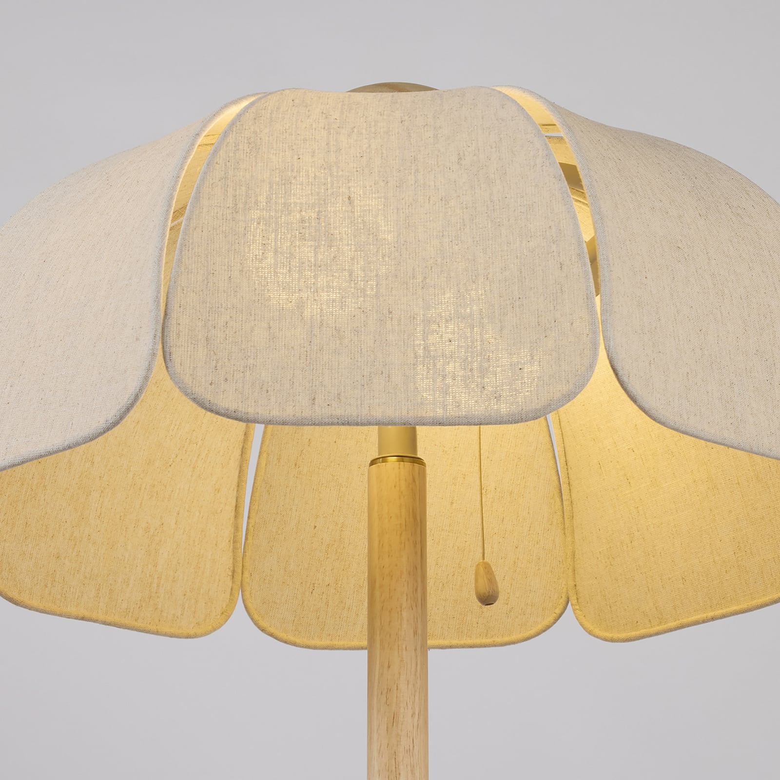 MARKET SET Gulvlampe Coquillage, naturfarvet hør/træ, E27