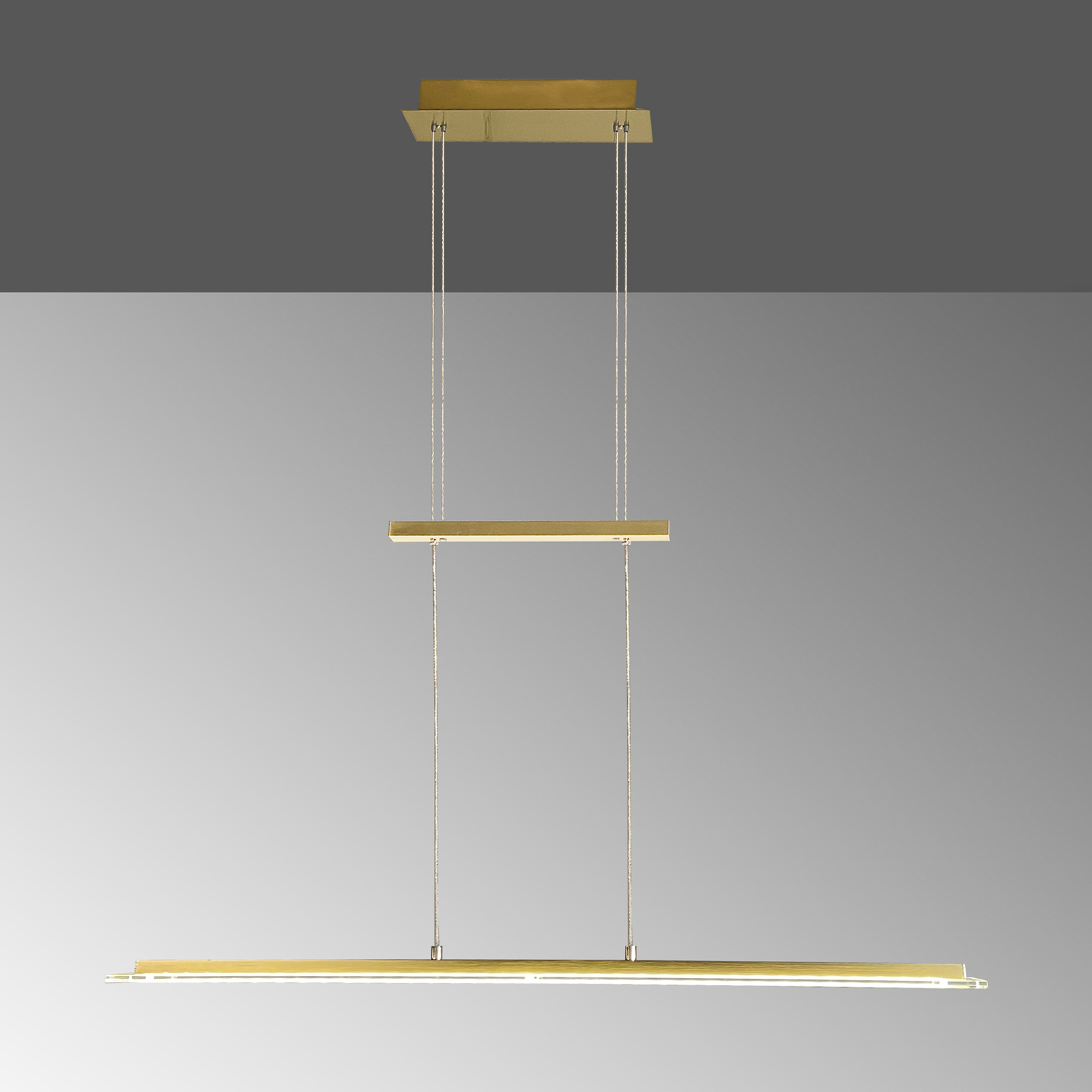 LED pendant light Tenso, brass-coloured, length 100 cm, CCT