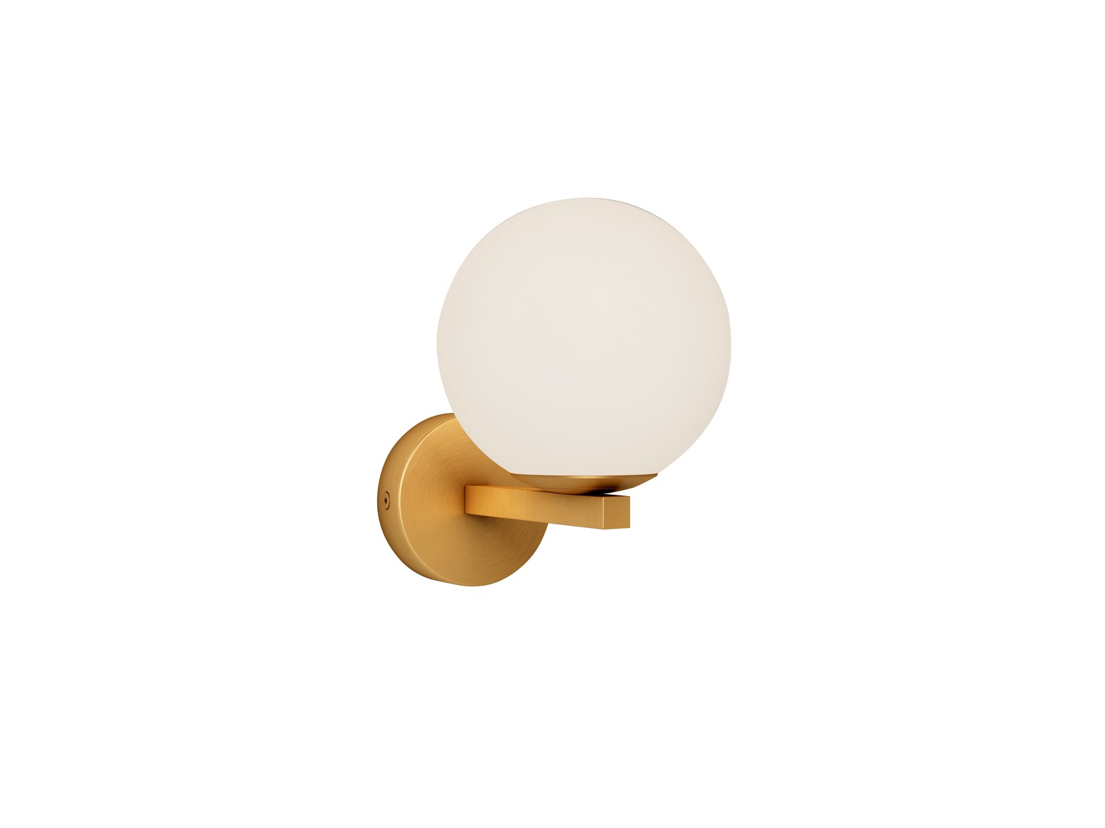 Lucande wall light Bidolo, brass-coloured, glass, 12 cm, IP44