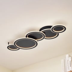 Lucande Plafón LED Diala, negro, metal, 96 cm