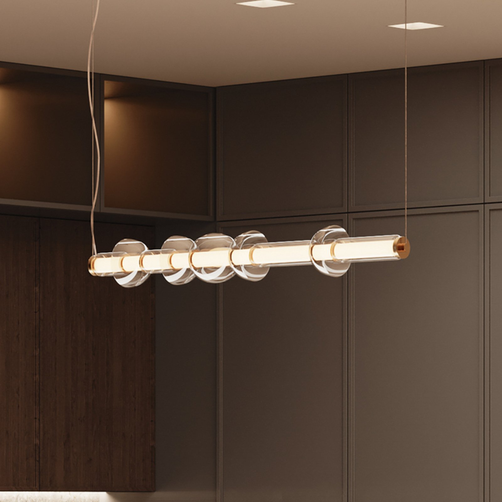 Maytoni LED hanglamp Cosmo, messing, lengte 98 cm, glas