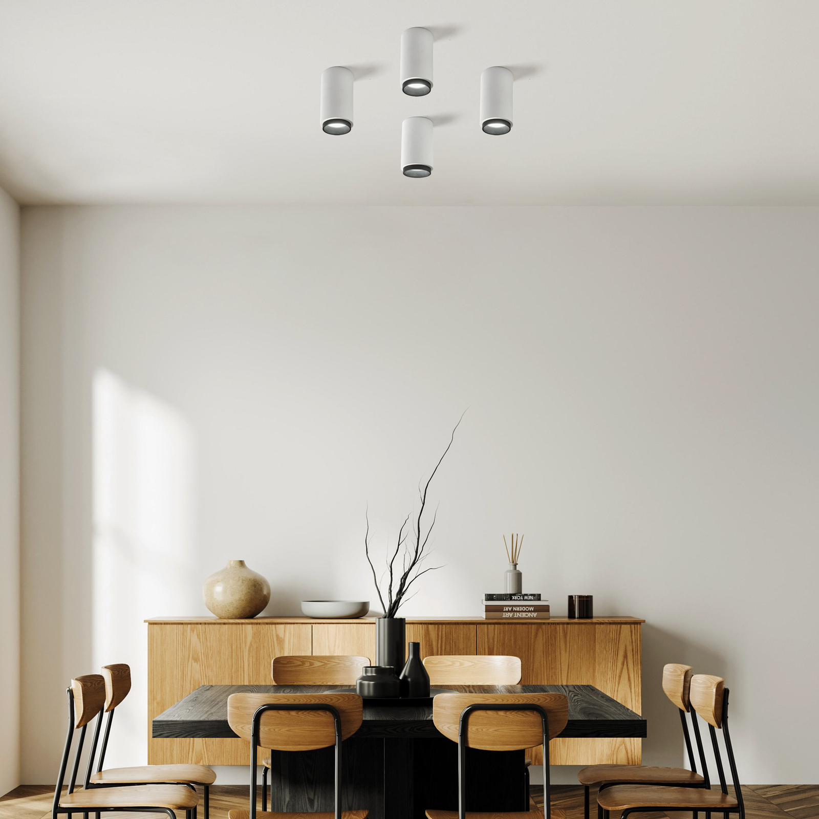 Propilei ceiling light, white/black/brass/copper, plaster