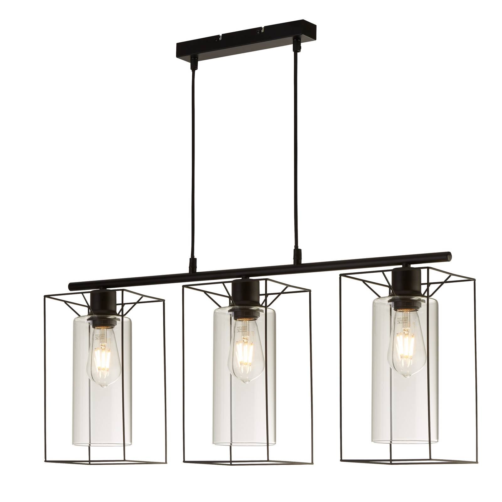 Pendelleuchte Vesperon, transparent, Glas, 3-flammig, 75 cm