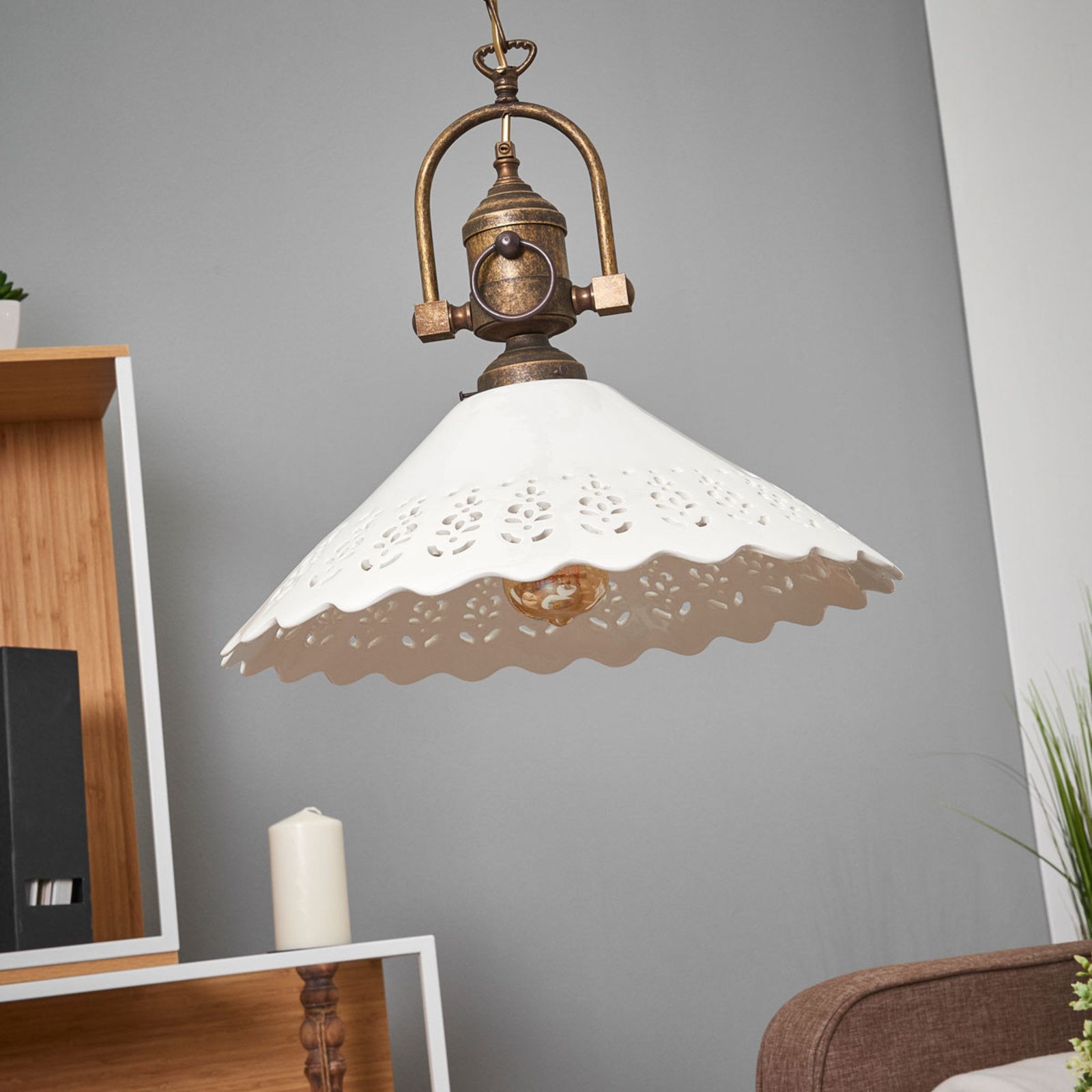Hanging light Pizzo with chain, one-bulb