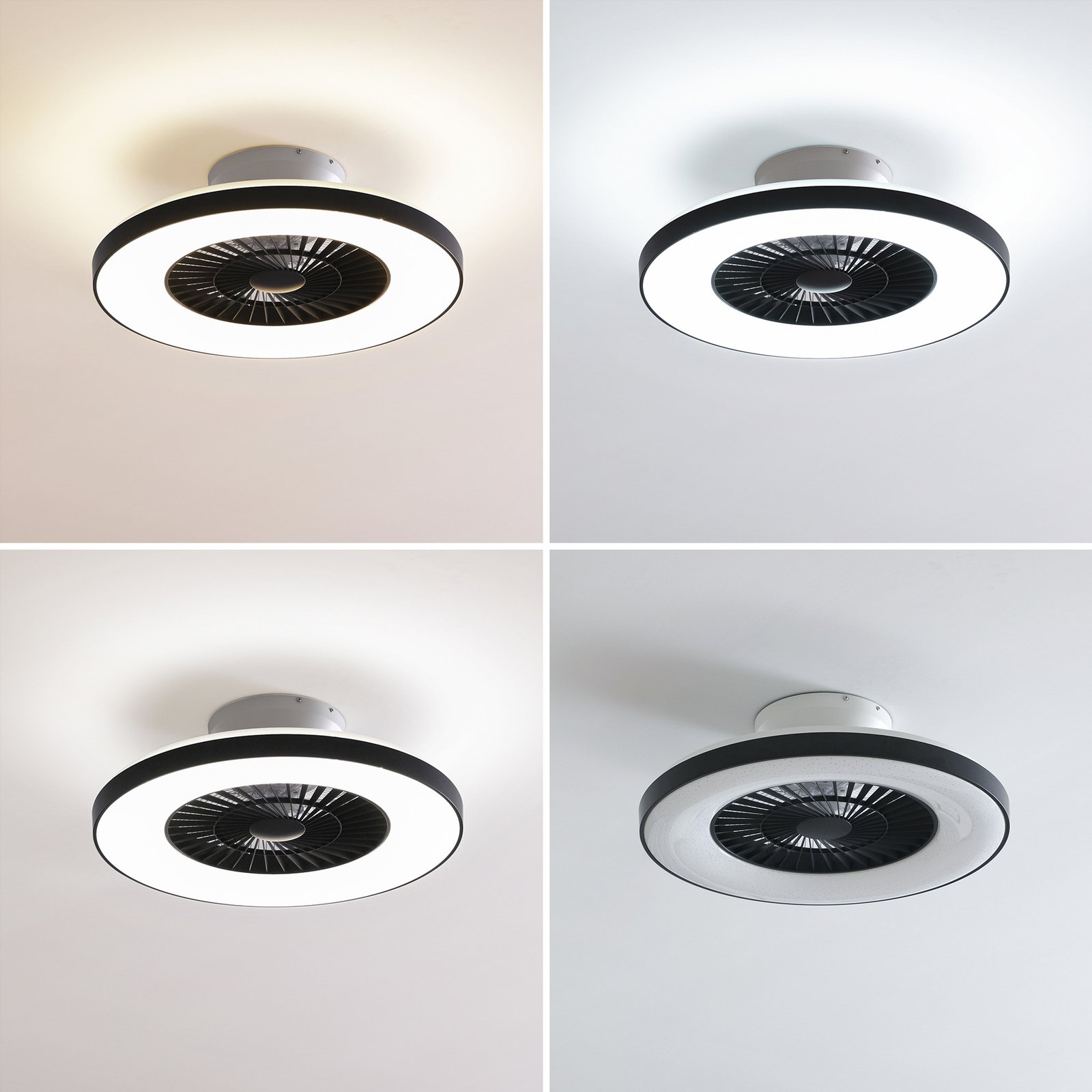 Ventilator de tavan Lindby Smart LED Paavo, negru, silențios,Tuya
