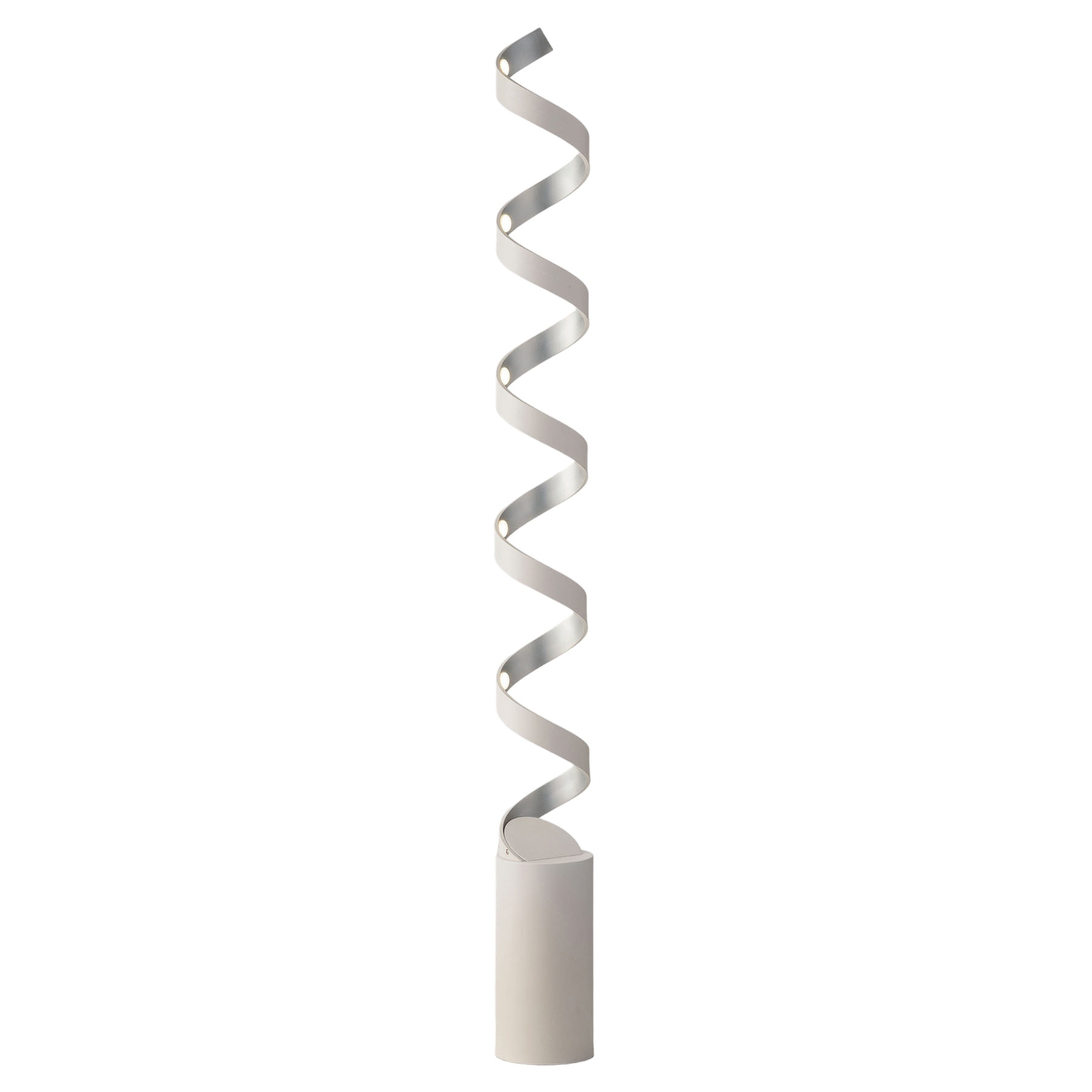 LED állólámpa Helix, magasság 152 cm, fehér-ezüst