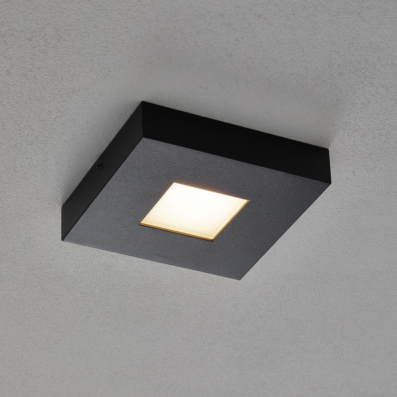BOPP LED ceiling light Cubus in black, for Living / Dining Room, metal, 8.7 W, energy efficiency: A+, L: 15 cm, W: 15 cm, H: 3 cm