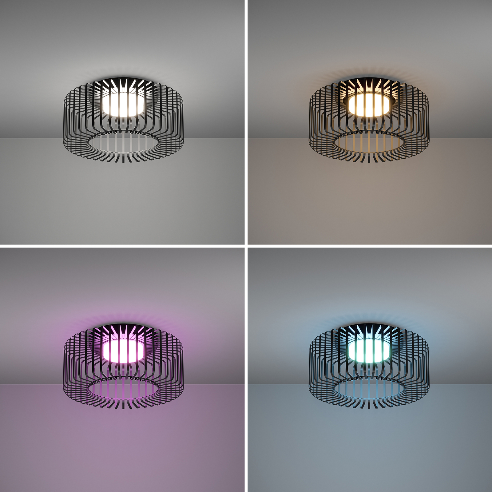 EGLO connect Plafonnier LED Ginestrone-Z, noir, aluminium