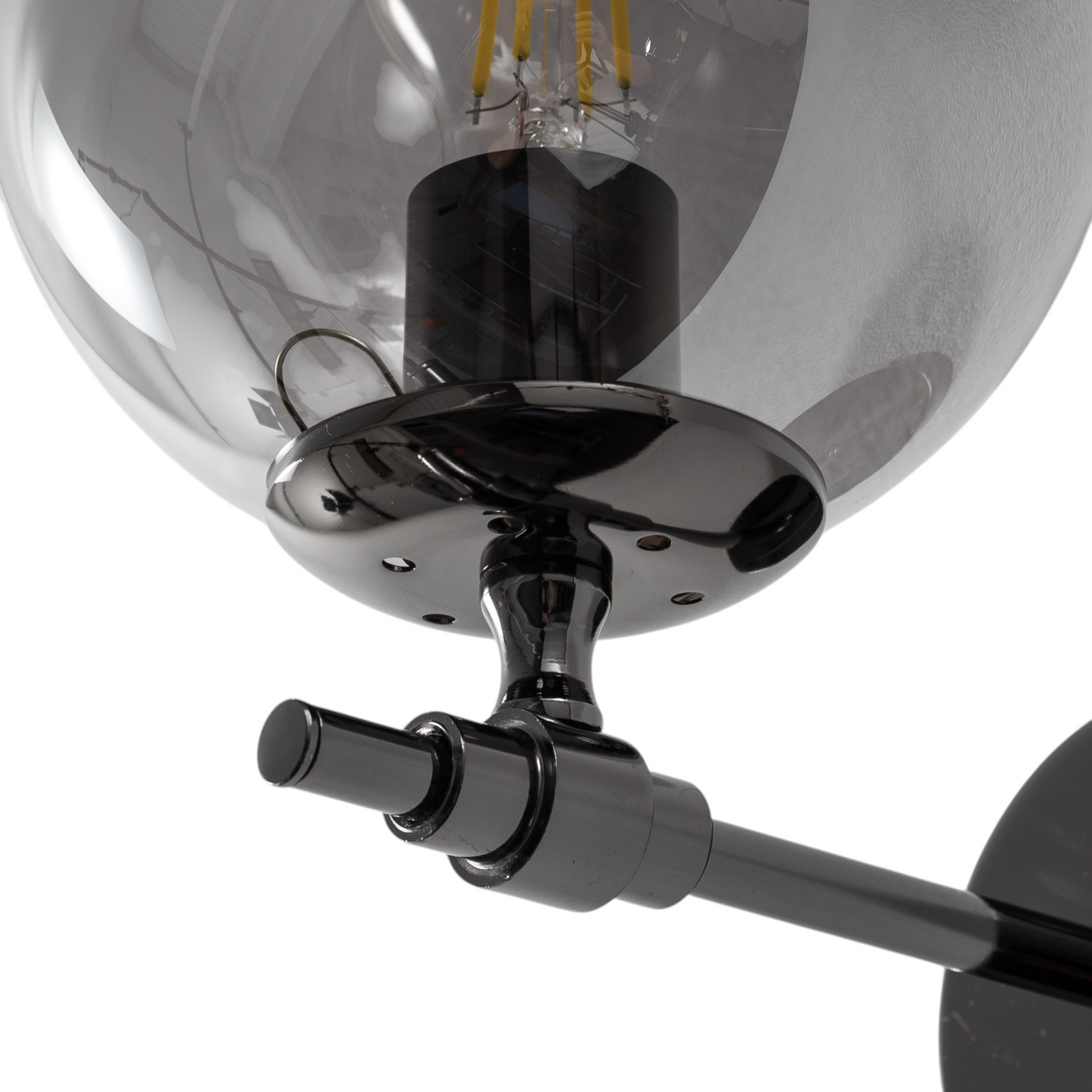 Portemo wall light, smoky grey/nickel, height 27 cm, glass