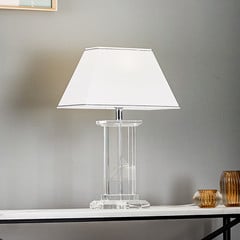 Veronique bordlampe, bred fod, hvid/krom