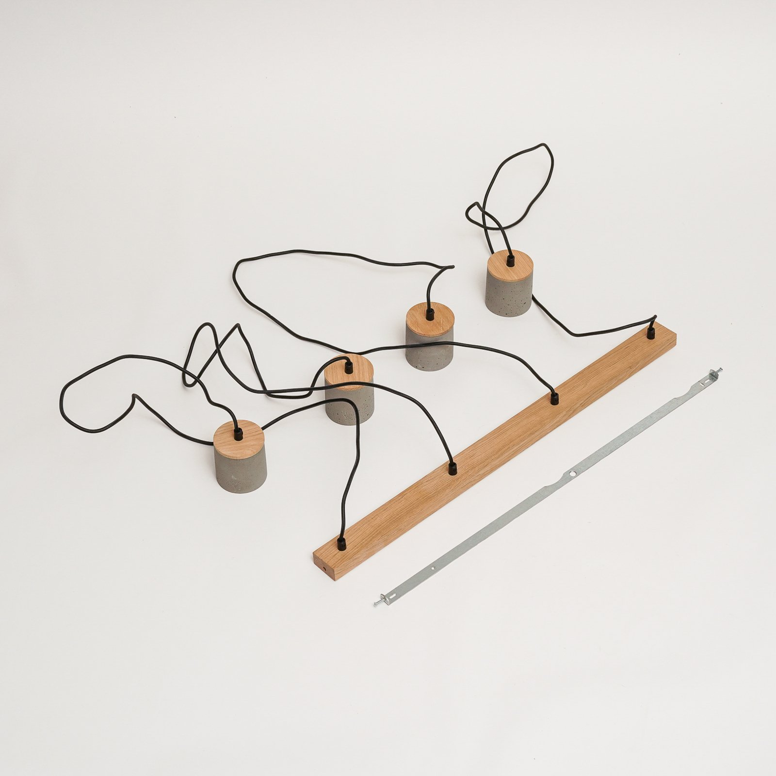 Jasper 4 Hanglamp Wood/Black/Grey - Envostar