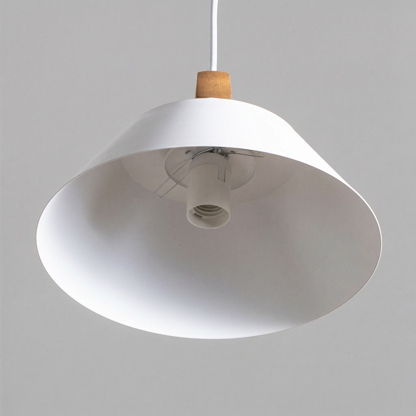 Hanglamp Funda, wit, Ø 30 cm, 1-lamp, metaal/glas Hanglamp Funda, wit, Ø 30 cm, 1-lamp, metaal/glas