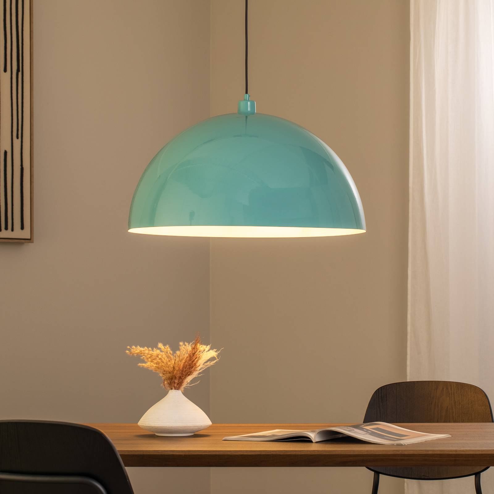 Hängeleuchte Kure, türkis, Metall, Ø 60 cm, E27 günstig online kaufen