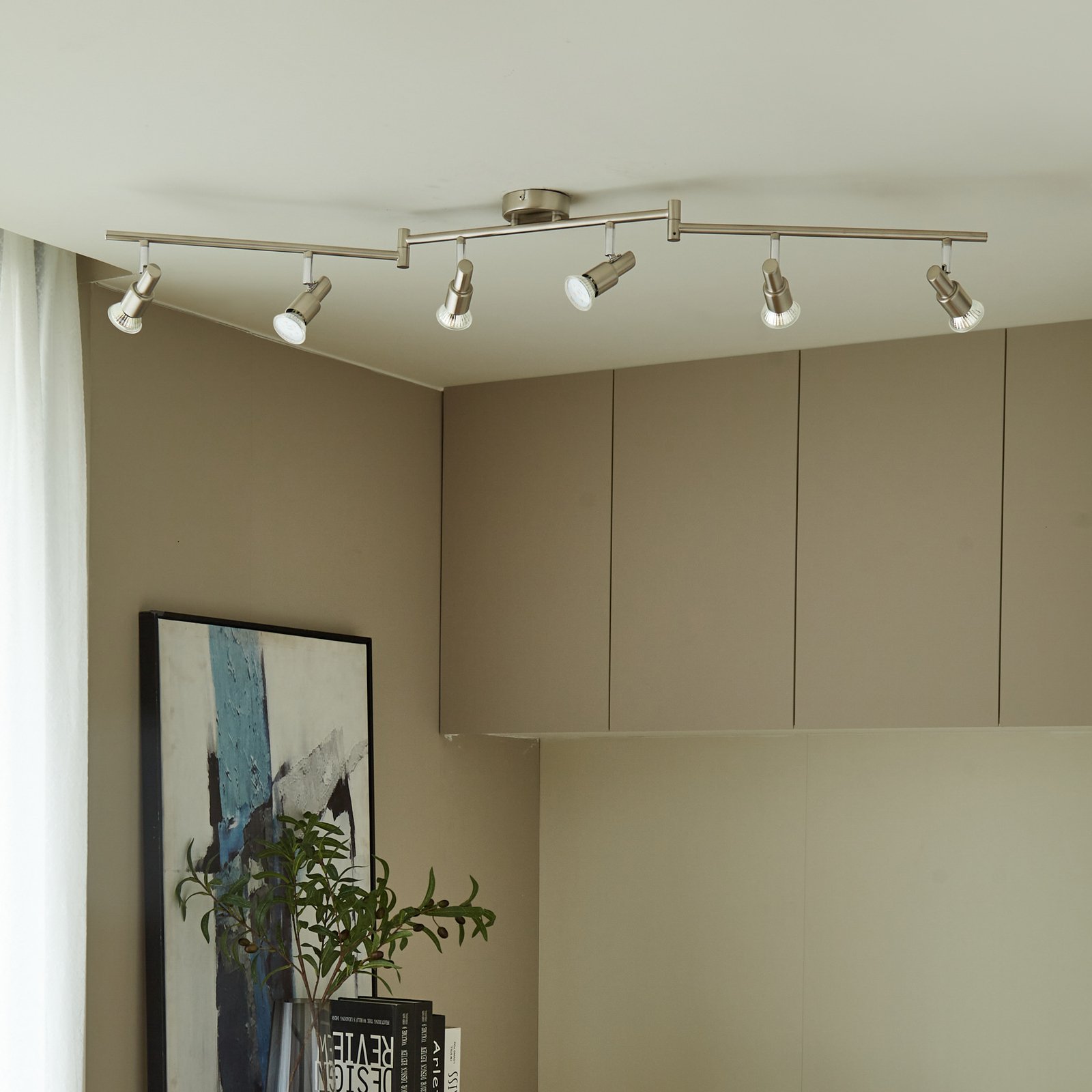 ELC Farida ceiling lamp, nickel, 6-bulb