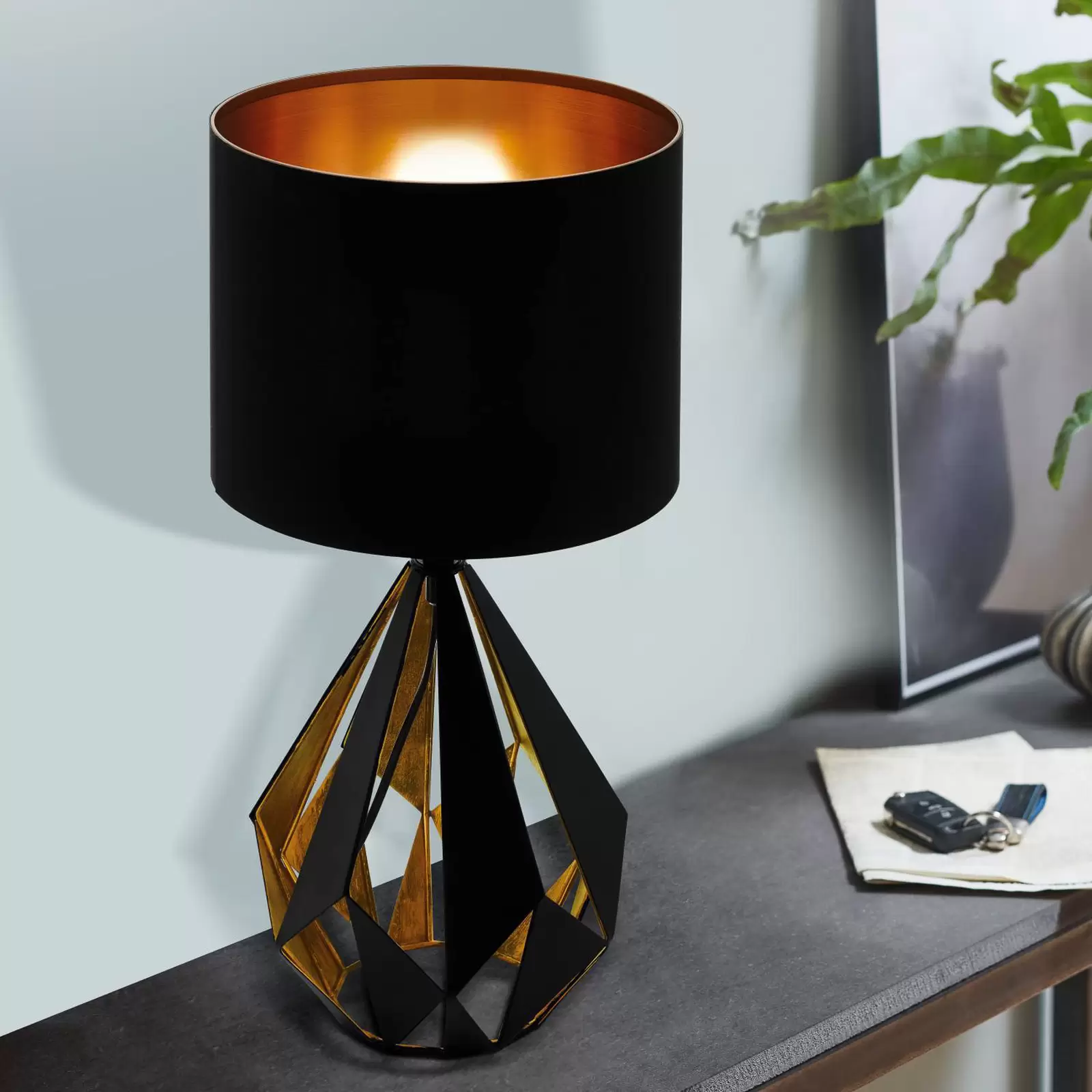 Eglo Carlton 2 Brass Black & Gold Table Lamp - Fitting & Style